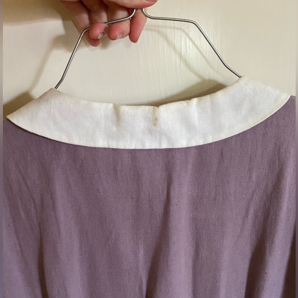 Son de Flor long sleeve linen dress with embroidered collar. - Picture 2 of 4